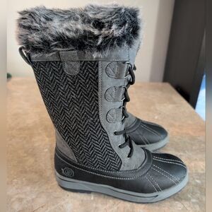 North Side Bishop Polar Fur Collars Snow Boots Color Black-gray Women Size 6